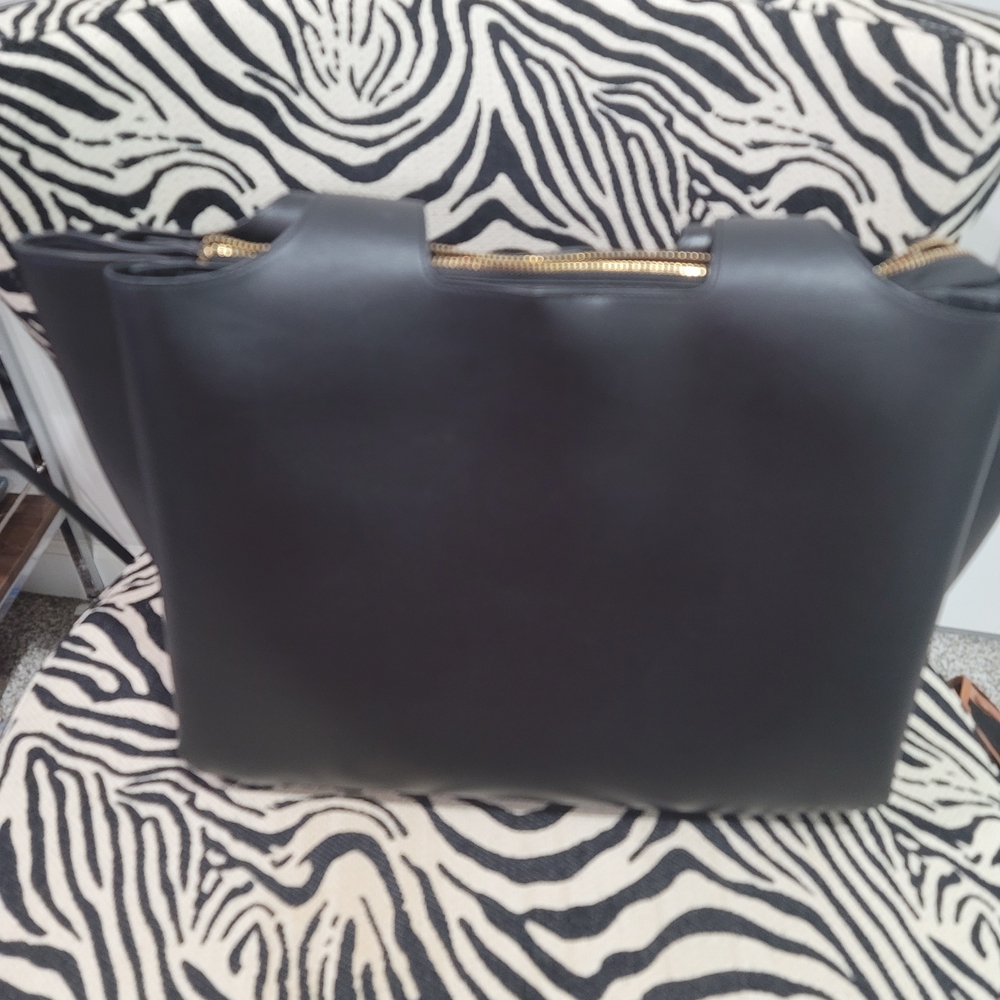 Target A NEW DAY Black Elegant Tote Bag with Gold Hardware